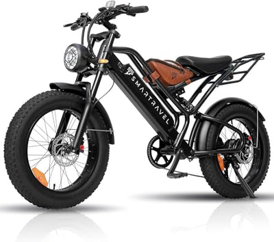 SMARTRAVEL DK400 Electric Bike for Adults,Ebike with 1200W Motor, 48V/17.5Ah and Up to 28+MPH,Simano7 Speed (Upgrade Front Turn Signal+Rear Rack)